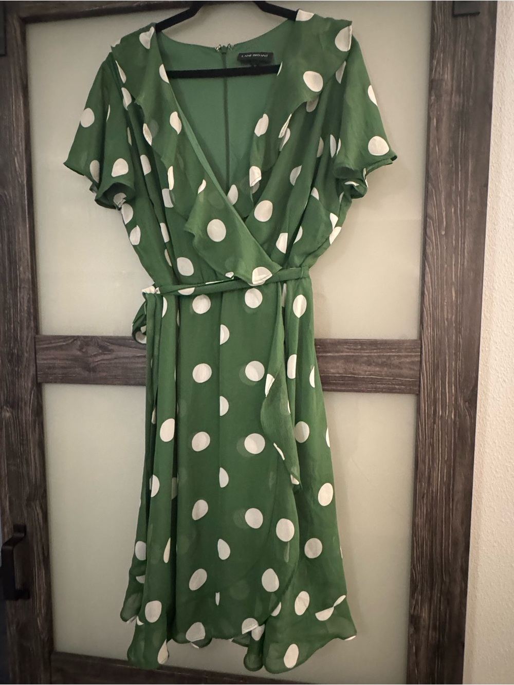 Lane Bryant Green Polka Dot Wrap Dress - sz 18
